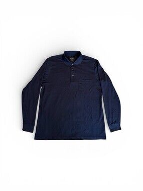 Core 365 Polo Shirt Men Long Sleeve Large Blue Button Collar